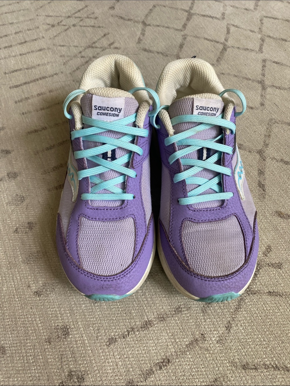 Saucony Lavender and Aqua Cohesion Sneakers